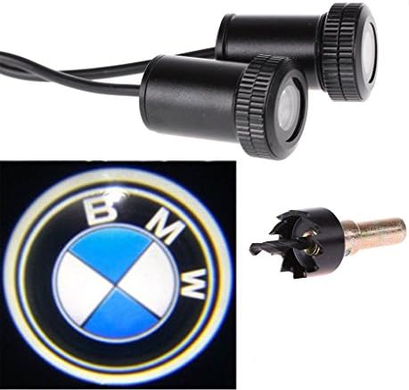 Slite Universal Car LED Projector Door Lamp Ghost Shadow Welcome Light Laser Emblem Logo Kit for BMW with Stylus Dust Plug- 1 Pair (BMW)