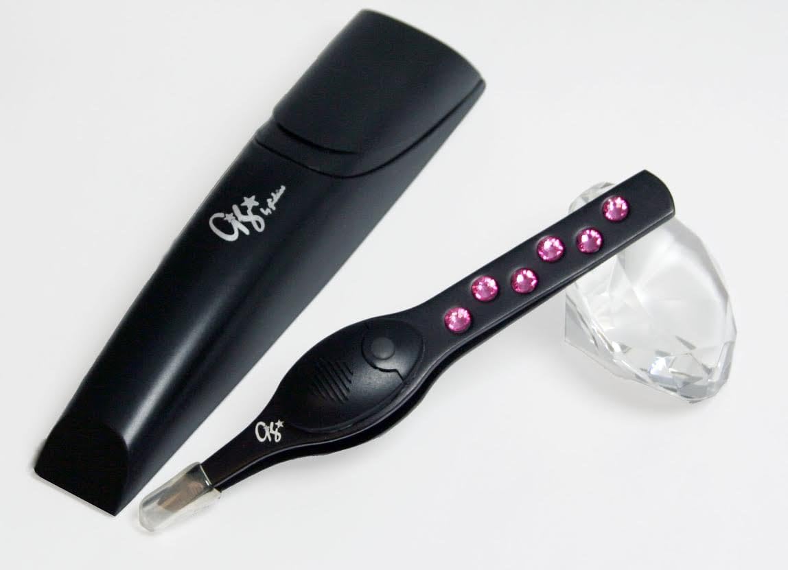 LED Tweezer with Pink Swarovski Crystal in Stylish Carry Case with 3x Magnification Mirror by GIGI Beautiful