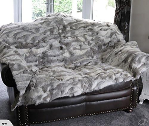 Gray Real Rabbit Fur Blanket Patchwork Real Fur Rug Natural Floor Carpet (170x240cm)