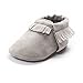 Kuner Baby Boys Girls Tassel Soft Soled Non-Slip Crib Shoes Moccasins First Walkers (11cm(0-6months), Gray)