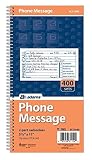 Adams Phone Message Book, Carbonless Duplicate, 5.50 x 11 Inches, 4 Sets per Page, 400 Sets per Book, Pack Of 3