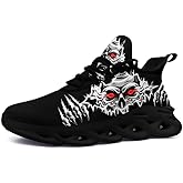 coolcustomize Men's Skull Running Shoes Lightweight Cushion Sports Walking Shoes Cool Non Slip Gym Training Breathable Tennis Shoes