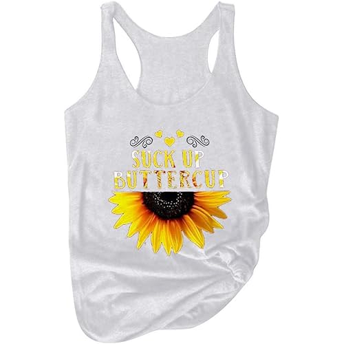 Eduavar Women Tank Tops, Womens Shirts Bee Print Sleeveless Racerback Summer Tunic Loose Fit Casual Workout Tanks Tee