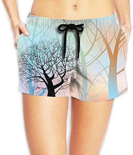 Elastic Shorts Women Natural Creative Tree