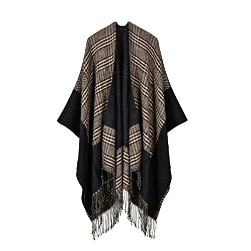 Bakerdani Women Fashionable Retro Style Tassel Poncho Shawl Cape Cardigans