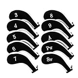 Golf Club Headcovers, Aeola Zipper headcovers for golf clubs iron covers with Interchangeable Number Tag, Black White - 10Pcs