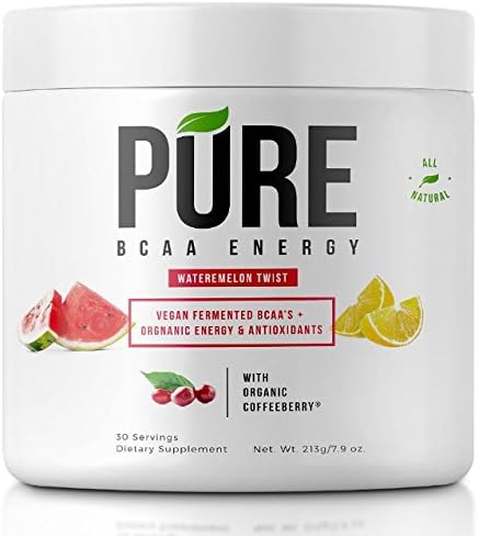 PURE BCAA ENERGY All Natural VEGAN BCAA's+Organic Energy, Phytonutrients and Antioxidants Fuels+Revitalizes Muscle Pre-workout or Post-workout - Instantized for Faster Muscle Absorption and Recovery!