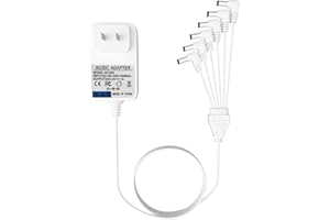 WSVOLLIS 4.5V AC/DC Power Adapter(White) with 6 Output Plugs for Lemax Lights, Halloween, Christmas Village Lighting Accessories