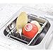 mDesign Modern Expandable Adjustable Over-Sink Dish Drainer - Kitchen Organizing Center - Drain and Dry Wine Glasses, Silverware, Bowls and Dishes - Aluminum - Silver/Smoke Gray
