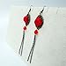 RareLove Lolita Red Rose Flower with Beads Tassel Fringe Dangle Earrings