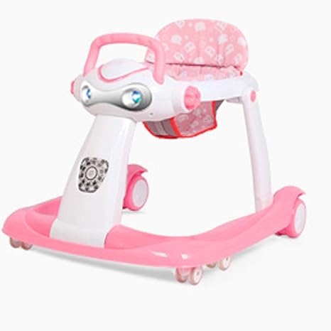 Baybee 2in1 Twist Baby Walker Round Kids Walker for Babies Cycle with Adjustable Height and Musical Toy Bar Rattles and Toys Ultra Soft Seat-Activity Walker for Kids Wheel 6 Months to 2 Years (Pink)