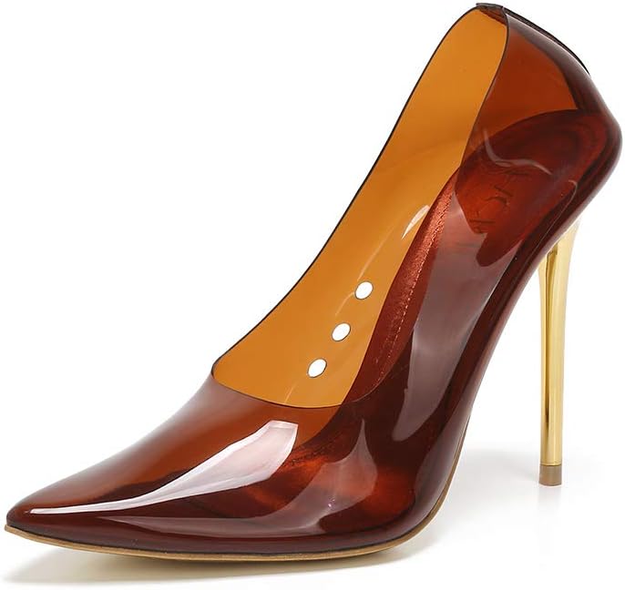 MACKIN J 188-7 Women's Clear Pumps Pointed Toe Slip On Transparent Stiletto Heel Dress Shoes