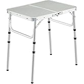 REDCAMP Small Folding Table 2 Feet, Small Foldable Table Adjustable Height, Lightweight Portable Aluminum Camping Table, 3 He