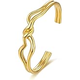 Sngia 18K gold plated Chunky Infinity Statement FULLY ADJUSTABLE Cuff Bangle for Women by SNGIA, Medium Stackable Handmade Trendy Jewelry Gifts, Twisted Spiral Polished Beachy Vacation Fashion Knot Bow Bracelet Accessories, Vintage Link Cross Wire Thick Bohemian Nickle Free Open forever bracelet Bangle.