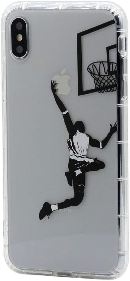 Keyihan iPhone 8 Plus/iPhone 7 Plus Case Cover Interesting Cute Cartoon Theme Transparent Soft TPU Gel Shock Absorbing Bumper Shockproof Skin Shell for Apple iPhone 8 Plus (Play Basketball)