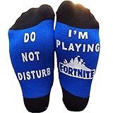 EPIC SOCKS - Do Not Disturb - I'm Playing Fort nite Novelty Ankle socks - Boys gifts (Blue, Medium (4-10))