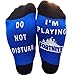 EPIC SOCKS - Do Not Disturb - I'm Playing Fort nite Novelty Ankle socks - Boys gifts (Blue, Medium (4-10))