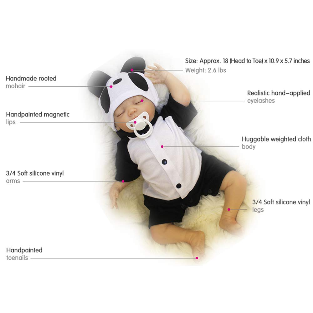 Jeux Yesteria Bebe Reborn Realiste Garcon En Silicone Vinyl Bebe Poupon Nouveau Ne Tenue Panda 45 Cm Jeux Et Jouets