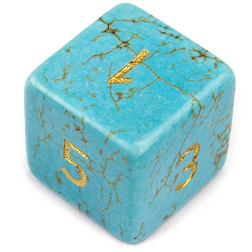 Wiz Dice Set of 7 Handmade Stone 16mm Polyhedral Dice with Velvet Pouch by (Turquoise Magnesite)