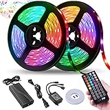 LED Strip Lights,NightScene 32.8FT LED Music Sync Color Changing Lights with 40keys Music Remote Controller and 12V5APower Supply, RGB SMD5050 300 led lights for Room, Bedroom, TV, Party.