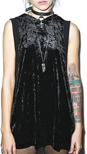 Lip Service Widow Unisex Gothic Crushed Velvet Hooded Sleeveless Shirt (L)