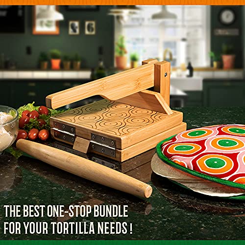 ALMAJUA Wooden Tortilla Press Maker 8 Inch Tortilla Warmer