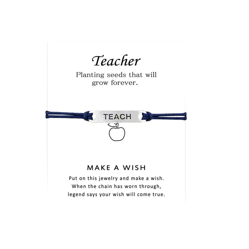 SUGEER Teach Blessing Card Bracelet Jewelry Inspirational Wish Card Wish Bracelet for Teacher\'s Day, Bracelet for Teacher Greeting Bracelet Card Thanksgiving Day Valentine\'s Day