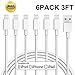 Cablex iPhone Charger 6Pack 3FT 8-Pin Lightning Cable Charging Cord Compatible with iPhone 8 8 Plus iPhone 7 7 Plus 6 6s 6 plus 6s plus, iPhone 5 5s 5c,iPad, iPod and More-White