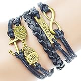 Jiayiqi Women Girl Hot Selling Fashion Multilayer Rope Leather Bracelet Cuff Bangle