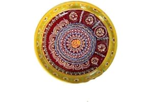 Hijet Beautiful Hand Painted Stainless Steel Pooja Thali Painted with Beautiful Colour for Pooja for God Prayer for Festivals for Home Decor Pooja Items. (Pooja Plate)