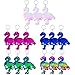 Aneco 15 Pack Flip Sequin Key Chain Flamingo Shape Party Favors Key Ring Hanging Key Chain Decoration for Party Supplies, 5 Colors