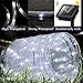 GIGALUMI Solar Rope String Lights, 2 Pack 100 LED Solar Fairy Lights 35.7 feet 8 Modes Copper Wire Lights Waterproof Outdoor Lights for Garden Patio Yard Party Wedding Indoor Bedroom — Cool White
