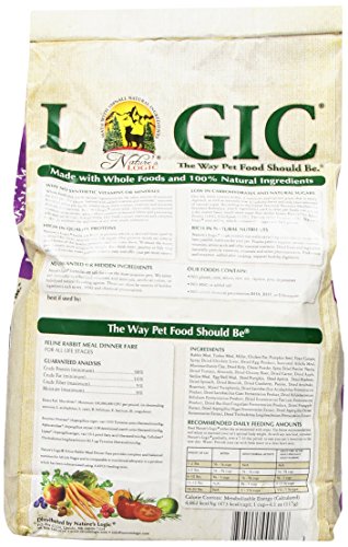 NATURE'S LOGIC 858155001317 Dry Cat Rabb, 3.3-Pound Bag