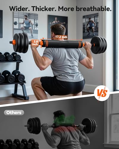 FEIERDUN Adjustable Dumbbells, 20/30/40/50/70/90lbs Free Weight Set with Connector, 5 in1 Dumbbells Set Used as Barbell, Kettlebells, Push up Stand, Weight Plate, Fitness Exercises for Home Gym