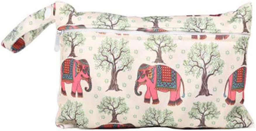 LAMEIDA Washable Baby Diaper Bag Wet Dry Bag Lovely Animals Designed Mini Nappy Changing Bags Diaper Bag with Single Zipper for Outdoor (Elephant)
