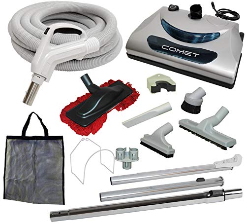 35' "Comet" Central Vacuum Kit with Hose, Power Head & Tools - Works with All Brands of Central Vacuum Units