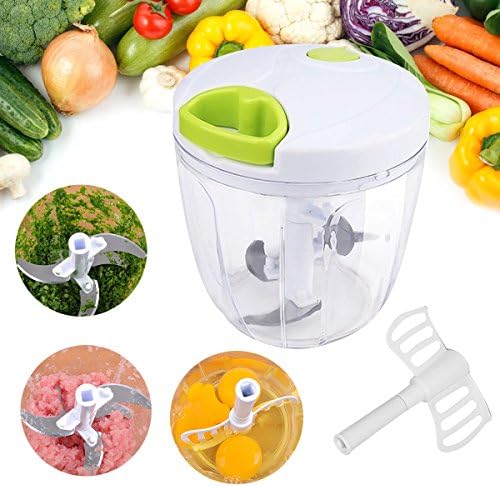 YESUPRISE Manual Food Chopper Blender Processor with 5 Sharp Blades &amp; 900ml for Vegetables, Fruit, Nuts, Meats, Garlic, Herbs - Green