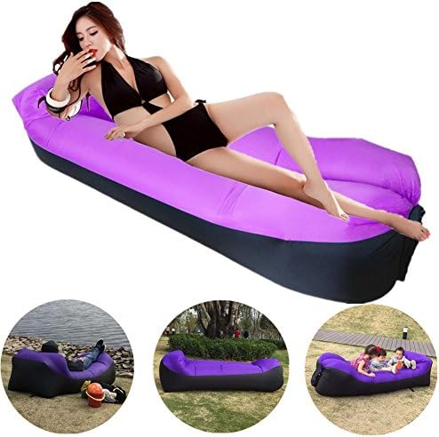 ZOCY Inflatable Lounge Air Sofa Hammock Portable Pool Float Lounge Chair Sleeping Bag Lightweight Waterproof Camping Beach Bed（Purple）