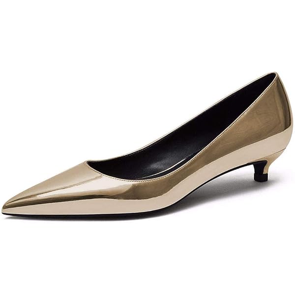 Amazon.com | AMARANTOS Women's Glitter Slip On Pointed Toe Ultra Low Kitten  Heel Basic Dress Pumps Shoes Gold Size 8.5