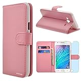 Samsung Galaxy J7 / J700 Case, INNOVAA Premium Leather Wallet Case (Not Compatible with Samsung Galaxy J7 (2016)) With STAND Flip Cover W/ Free Screen Protector & Stylus Pen - Light Pink
