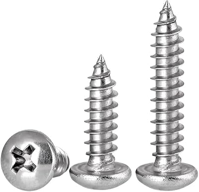 FandWay 304 Stainless Steel M5 Self Tapping Screws 100Pcs Wood Pan Head Phillips