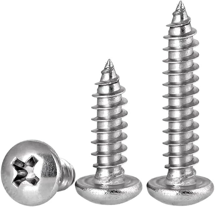FandWay 304 Stainless Steel M5 Self Tapping Screws 100Pcs Wood Pan Head Phillips