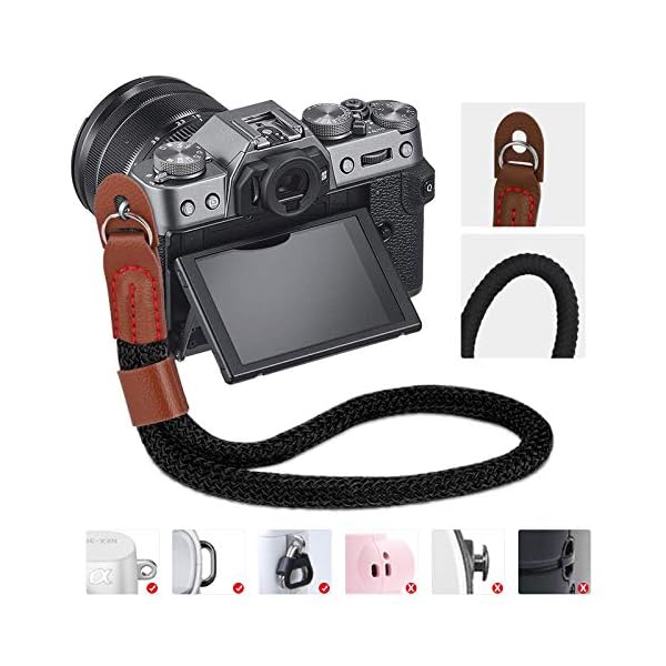 CHUER Kamera Handschlaufe, Baumwoll Wrist Strap im Retro Look - Universal Handgelenkschlaufe für Systemkameras/Digitalkameras Handschlaufe für Spiegellose Kameras (23cm) – Bild 6