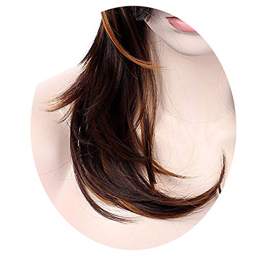 Sotica Women S Wavy Curly Brown Highlights Wigs With Natural