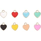 LiQunSweet 100 Pcs Random Sweet Colorful Enamel Heart Charms for Bracelet Necklace Jewelry Making - 12x10mm