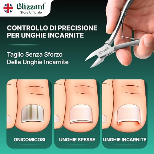 Blizzard Professional Toe Nail Nippers for Ingrown and Thick Nails – Podiatry Nail Clippers in Stainless Steel – For Elderly and Men – Pedicure Set with File – 13 cm Straight Cut