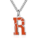 AIAINAGI Basketball Letter Necklace - Men's Basketball Charm Pendant, Stainless Steel Silver Chain, 22 inch Personalized Gift
