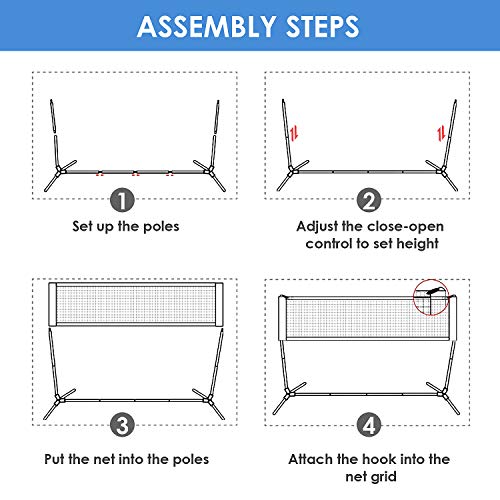 femor Portable Badminton Volleyball Tennis Net - 10/14/17 ft Net for Soccer Tennis, Pickleball, Kids Volleyball, Beach Ball - Sports Net with Poles & Carrying Bag for Indoor, Outdoor, Beach, Backyard - Thumbnail 4