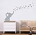 MAFENT One lovely Elephant Blowing Bubbles Wall Decal Vinyl Wall Sticker for Baby Nursery and Kids Room Wall Stickers .Finish size:51