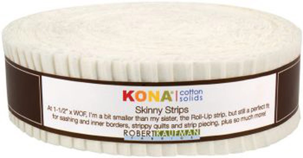 Robert Kaufman Skinny Strips Kona Solids Snow Colorway 40Pcs 1 2in